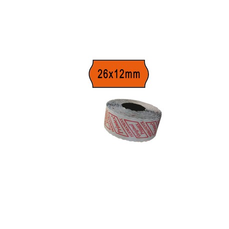 Rotolo da 1000 etichette a onda per Printex Smart 8/2612 - 26x12 mm - adesivo permanente - arancio - Printex - pack 10 r