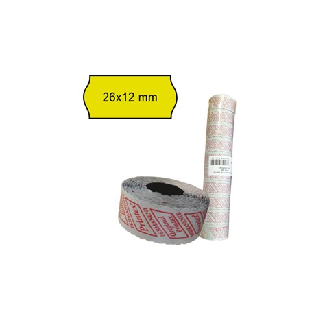 Rotolo da 1000 etichette a onda per Printex Smart 8/2612 - 26x12 mm - adesivo permanente - giallo - Printex - pack 10 ro