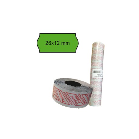 Rotolo da 1000 etichette a onda per Printex Smart 8/2612 - 26x12 mm - adesivo permanente - verde - Printex - pack 10 rot