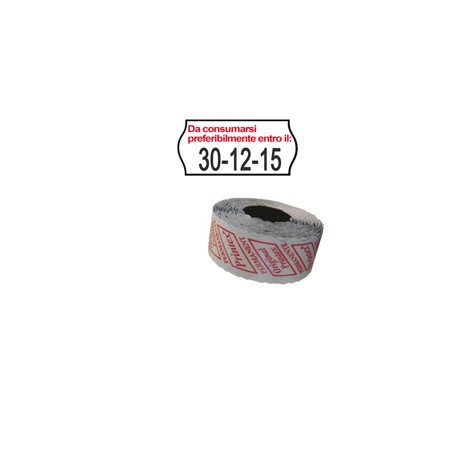 Rotolo da 1000 etichette a onda per Printex Smart 8/2612 - DA CONSUMARSI… - 26x12 mm - adesivo permanente - bianco -  Pr