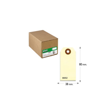 Etichette per spedizioni - in cartoncino - con foro - 80 x 38 mm - avana - Lebez - conf. 1000 pezzi