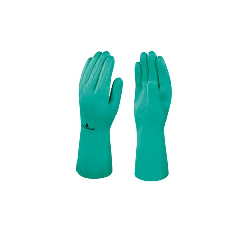 Guanti da lavoro industriale Nitrex 801 - nitrile floccato cotone - taglia 08 - verde - Deltaplus