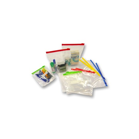 Buste slider - con chiusura zip e cursore - 14 x 18 x 3 cm - 60 micron - LDPE - trasparente/verde - Viva - conf. 50 pezz