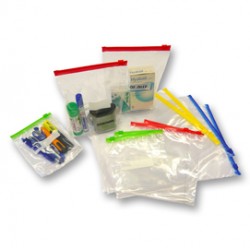 Buste slider - con chiusura zip e cursore - 23,5 x 32 x 6 cm - 70 micron - LDPE - trasparente/blu - Viva - conf. 50 pezz