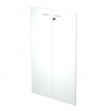 Coppia ante per libreria modulare - alta - 76 cm - melaminico - con serratura - bianco - Artexport