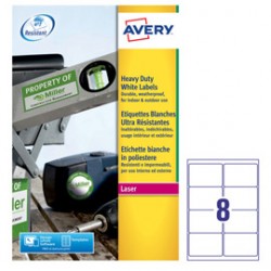 Etichette adesive L4715 - in poliestere - laser - permanenti - 99,1 x 67,7 mm - 8 et/fg - 20 fogli - bianco - Avery