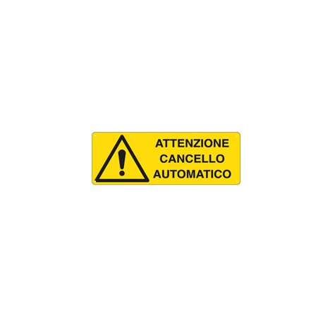 CARTELLO ALLUMINIO 35x12,5cm 'ATTENZIONE CANCELLO AUTOMATICO'