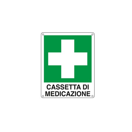 Cartello segnalatore - 16x21 cm - CASSETTA DI MEDICAZIONE - alluminio - Cartelli Segnalatori