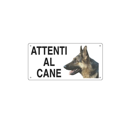 CARTELLO ALLUMINIO 25x12,5cm 'ATTENTI AL CANE''