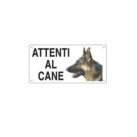 Cartello segnalatore - 25x12,5 cm - ATTENTI AL CANE - alluminio - Cartelli Segnalatori