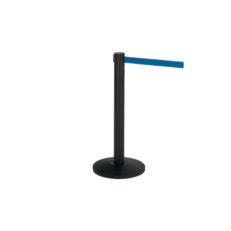 Colonnina segnapercorso Alfa nera - altezza 95 cm - nastro retrattile blu da 200 cm - Medial