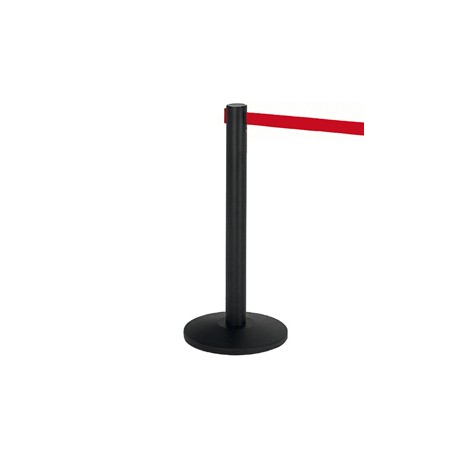 Colonnina segnapercorso Alfa nera - altezza 95 cm - nastro retrattile rosso da 200 cm - Medial
