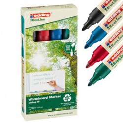 Marcatore per lavagne bianche 28 EcoLine - punta conica - da 1,5 a 3 mm - colori assortiti - Edding - astuccio 4 pezzi