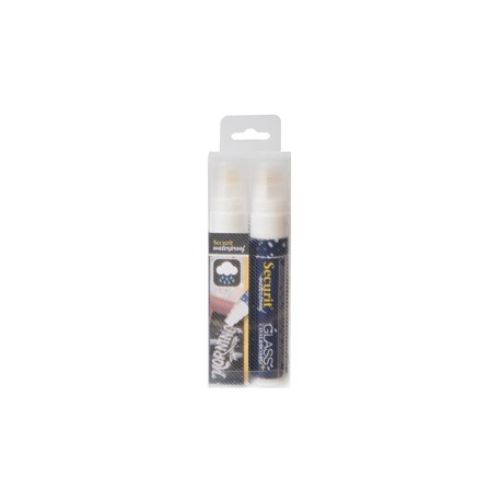 Marcatore a gesso liquido waterproof - punta fine 7,00 - 15,00 mm - bianco - Securit - conf. 2 pezzi