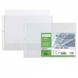 Buste forate Atla T - pesante - liscio - 30 x 22 cm (album) - trasparente - Sei Rota - conf. 25 pezzi