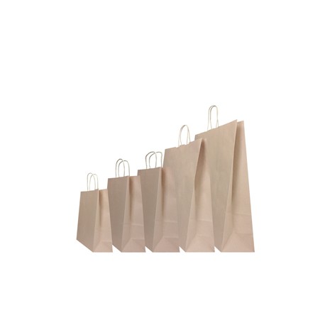 Shopper Twisted - maniglie cordino - 22 x 10 x 29 cm - carta kraft - sabbia - Mainetti Bags - conf. 25 pezzi