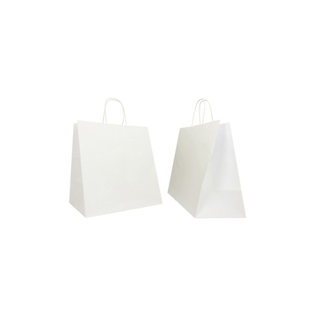 Shopper Large - maniglie cordino - 32 x 20 x 33 cm - carta kraft - bianco - Mainetti Bags - conf. 25 pezzi