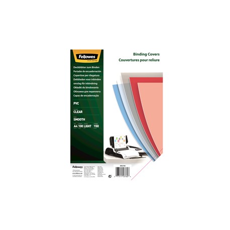 Copertine Clear - A4 - 150 micron - PVC - neutro trasparente - Fellowes - scatola 100 pezzi