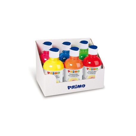 Box 6 tempera fluo 300ml colori assortiti PRIMO