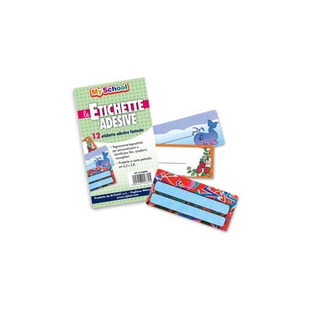 Etichetta adesiva segnanome - 6,3 x 8 cm - fantasie assortite - Colorosa - conf. 12 pezzi