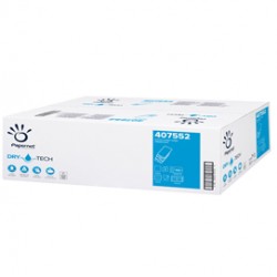 Asciugamani piegati a W Dry Tech - 2 veli - 18 gr - goffratura a onda - 20,3 x 32 cm - bianco - Papernet - conf. 100 pez