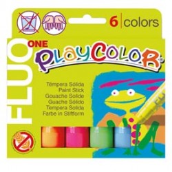 Tempera solida in stick Playcolor - 10 gr - colori fluo - Instant - astuccio 6 stick fluo