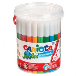 Pennarelli Jumbo - punta 6,0mm - colori assortiti - lavabili - Carioca - barattolo 50 pezzi