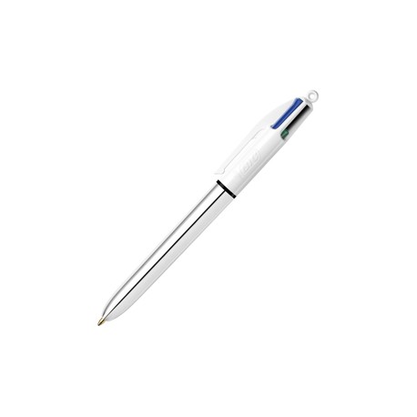 Penna a sfera scatto multifunzione 4 Colours Shine - punta 1,0 mm - fusto silver - Bic - conf. 12 pezzi