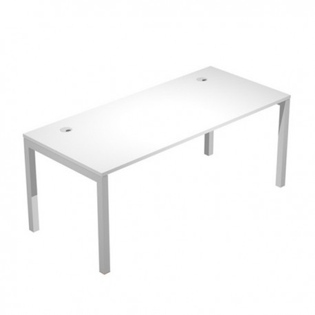 Scrivania singola Agorà - 160 x 80 x 74,6 cm - Bianco/grigio alluminio