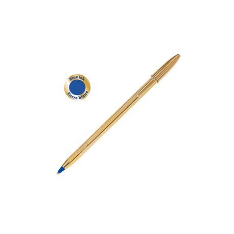 Penna a sfera Cristal Shine con cappuccio - punta media 1,0 mm - blu - fusto gold  - Bic - scatola 20 pezzi