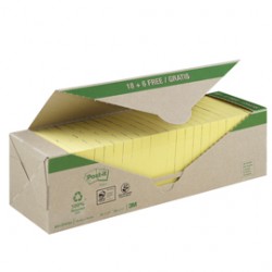 VALUE PACK 24 BLOCCO 100fg Post-it® CARTA RICICLATA GIALLO 76X76MM 654-RYP24