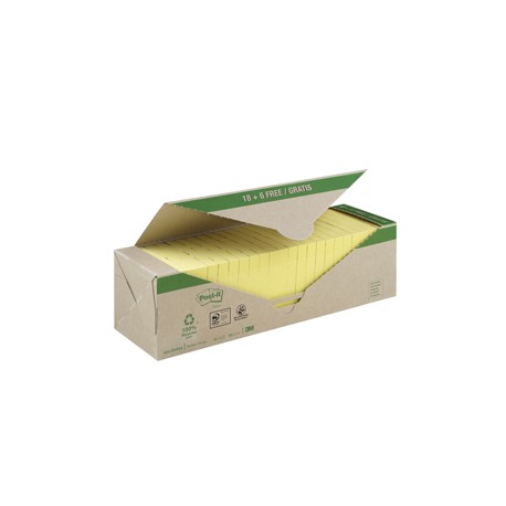 Blocco Post it® - 654-RYP24 - 76 x 76 mm - carta riciclata - giallo - 100 fogli - Post it® - conf. 24 blocchi