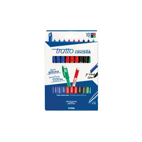 Penna sfera Cancellik- cancellabile - punta 1,0mm - 10 colori assortiti  - Tratto - astuccio 10 pezzi