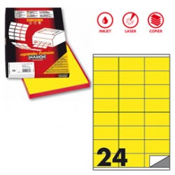 Etichette adesive C/500 - in carta - permanenti - 70 x 36 mm - 24 et/fg - 100 fogli - giallo fluo - Markin