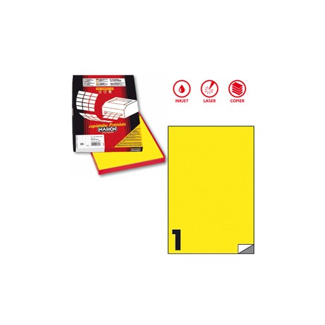 Etichette adesive C/503 - in carta - permanenti - 210 x 297 mm - 1 et/fg - 100 fogli - giallo fluo - Markin