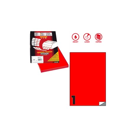 Etichette adesive C/503 - in carta - permanenti - 210 x 297 mm - 1 et/fg - 100 fogli - rosso fluo - Markin