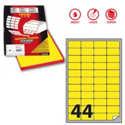 Etichette adesive A/406 - in carta - permanenti - 47,5 x 25,5 mm - 44 et/fg - 100 fogli - giallo fluo - angoli tondi - M