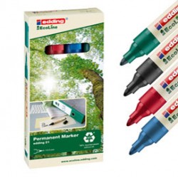 Marcatore permanente 21 Ecoline - punta conica - da 1,5 a 3 mm - colori assortiti - Edding - conf. 4 pezzi
