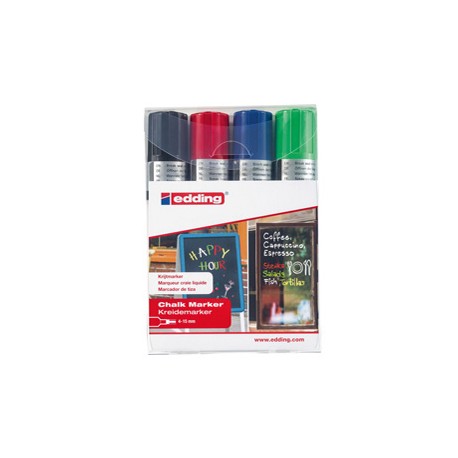 Marcatore a gesso liquido 4090 - punta scalpello - da 4 a 15mm - Edding - astuccio 4 pezzi