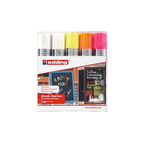 Marcatore a gesso liquido 4090 - punta scalpello - da 4 a 15mm - Edding - astuccio 5 pezzi