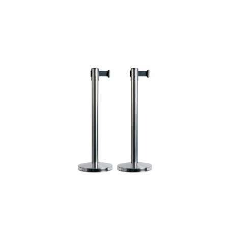 Colonnine segnapercorso Budget Retractable - altezza 88 cm - nastro nero da 210 cm - Securit - set 2 pezzi