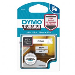 Nastro D1 Durable 1978364 - 12 mm x 5,5 mt - nero/bianco - Dymo