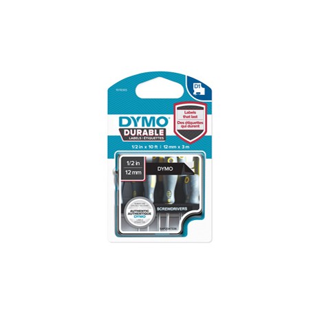 Nastro D1 Durable 1978365 - 12 mm x 3 mt - vinile - nero/bianco - Dymo