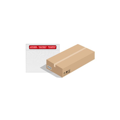 Busta adesiva Speedy Doc - con stampa "contiene documenti" - C5 (23 x 16,5 cm) - LDPE- trasparente - Favorit - conf. 100