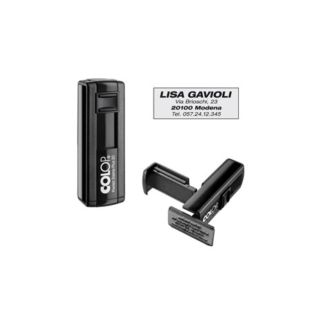 Timbro Pocket Stamp Plus 20 - 14 x 38 mm - 4 righe - autoinchiostrante - nero - Colop