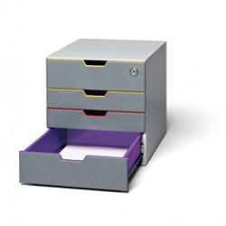 Cassettiera Varicolor Safe - 28 x 29,2 x 35,6 cm - 4 cassetti - con serratura - Durable
