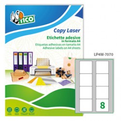 Etichette adesive LP4W - in carta - angoli arrotondati - laser - permanenti - 70 x 70 mm - 8 et/fg - 100 fogli - bianco 