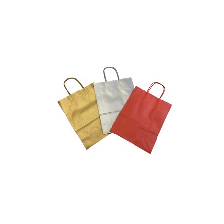 Shopper Twisted - maniglie cordino - 22 x 10 x 29 cm - carta kraft - mix Natale - Mainetti Bags - conf. 25 pezzi