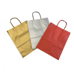 Shopper Twisted - maniglie cordino - 26 x 11 x 35 cm - carta kraft - mix Natale - Mainetti Bags - conf. 25 pezzi