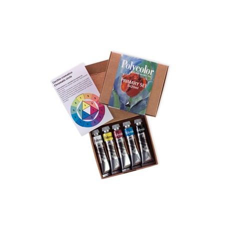 Colori vinilici Polycolor Primary Set - 20 ml - colori primari (nero, bianco inclusi) - Maimeri - set 5 pezzi